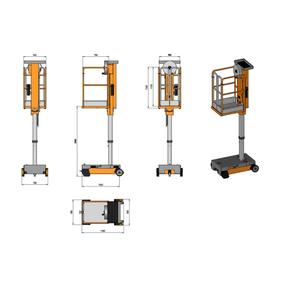Pelarlift 4,0m manuell