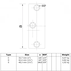 Rörkoppling 45 grader 48,3 mm