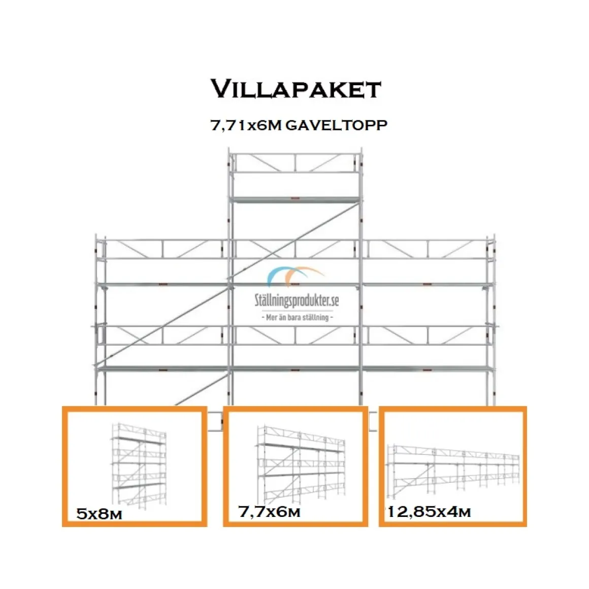 Villapaket ramställning ALU 50m² (2,57m fack)